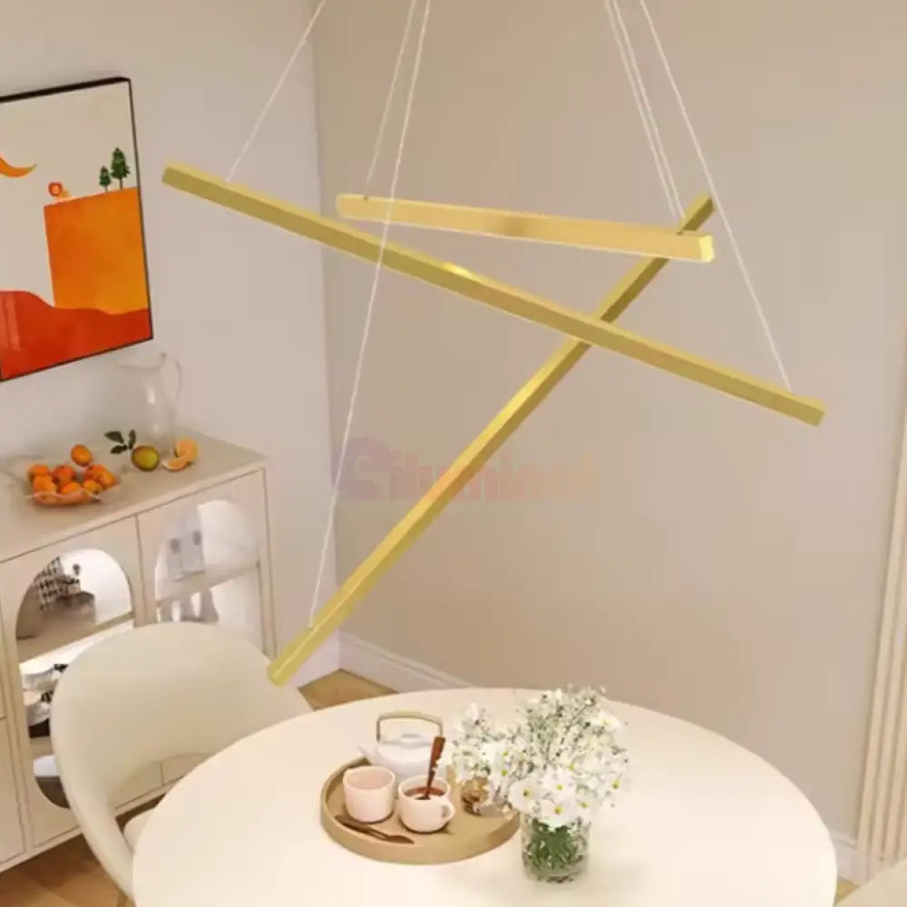 Lustra LED 3 Geometric GOLD LINES Suspendata Echivalent 400W AURIE / 60CM / SUSPENDATE Lighting Fixtures