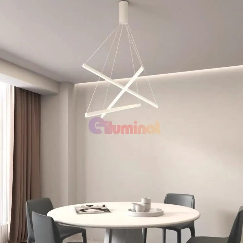 Lustra Led 3 Geometric Lines Suspendata Echivalent 400W Alba / 60Cm Suspendate Lighting Fixtures