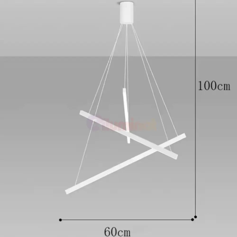 Lustra LED 3 Geometric WHITE LINES Suspendata Echivalent 400W ALBA / 60CM / SUSPENDATE Lighting Fixtures