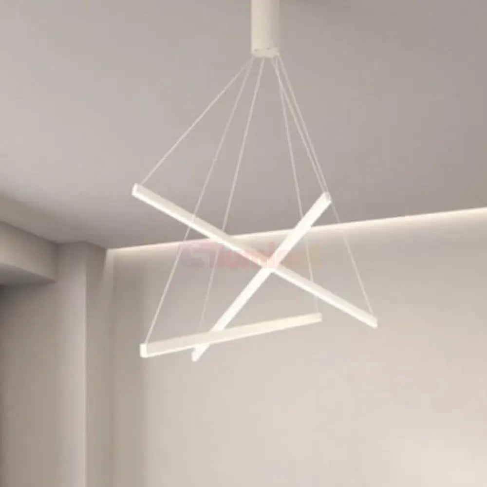 Lustra LED 3 Geometric WHITE LINES Suspendata Echivalent 400W ALBA / 60CM / SUSPENDATE Lighting Fixtures