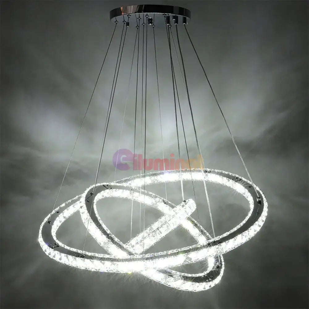 Lustra Led 140W Cristal Slim 3 Segmente Telecomanda Chandeliers Crystal