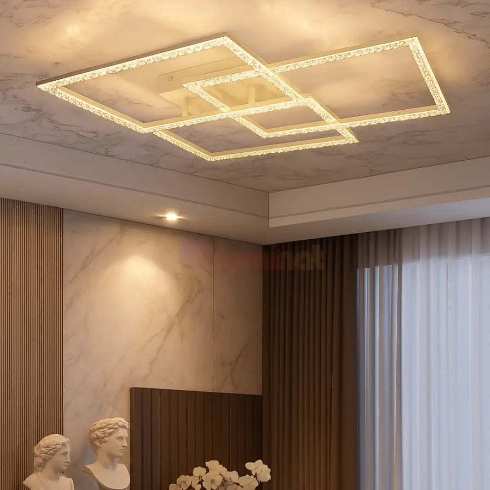 Lustra LED Aplicata Cristal White 80W 3IN1 ALBA / 75CM / CIRCLE DESIGN Lighting Fixtures