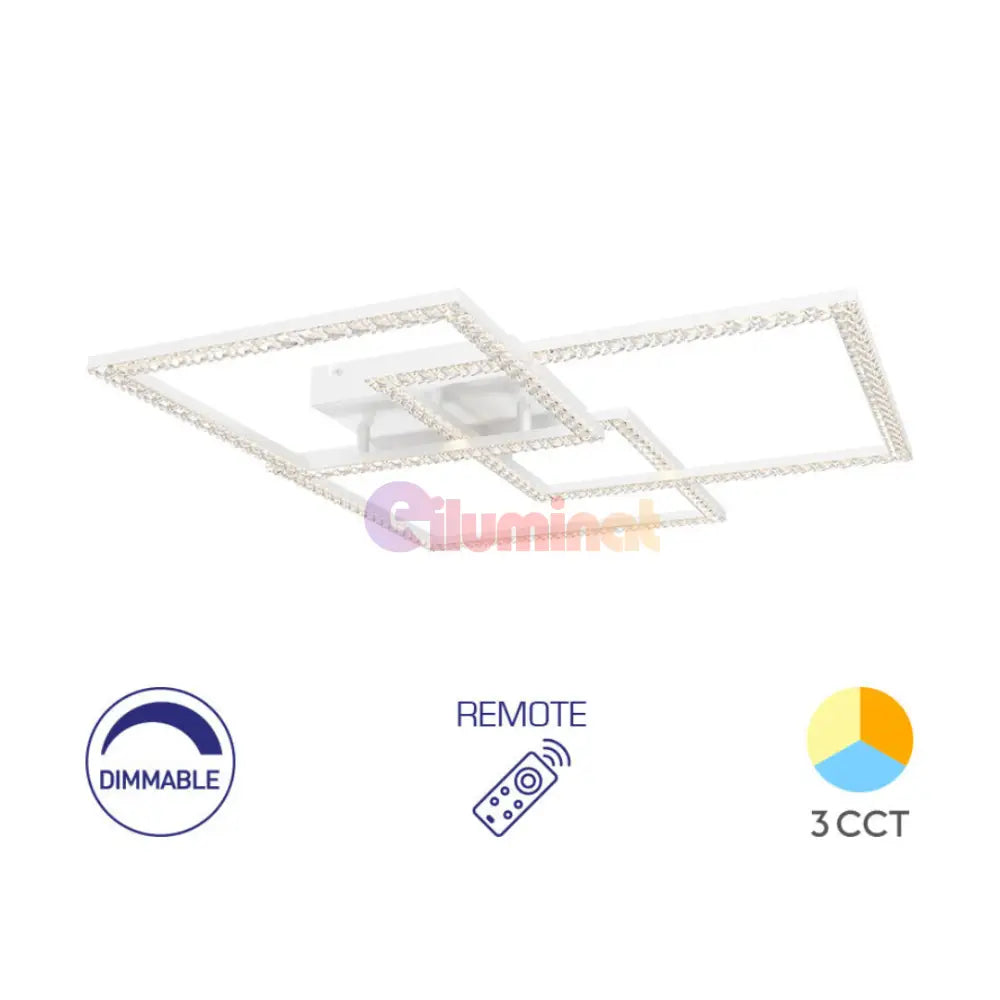 Lustra LED Aplicata Cristal White 80W 3IN1 ALBA / 75CM / CIRCLE DESIGN Lighting Fixtures