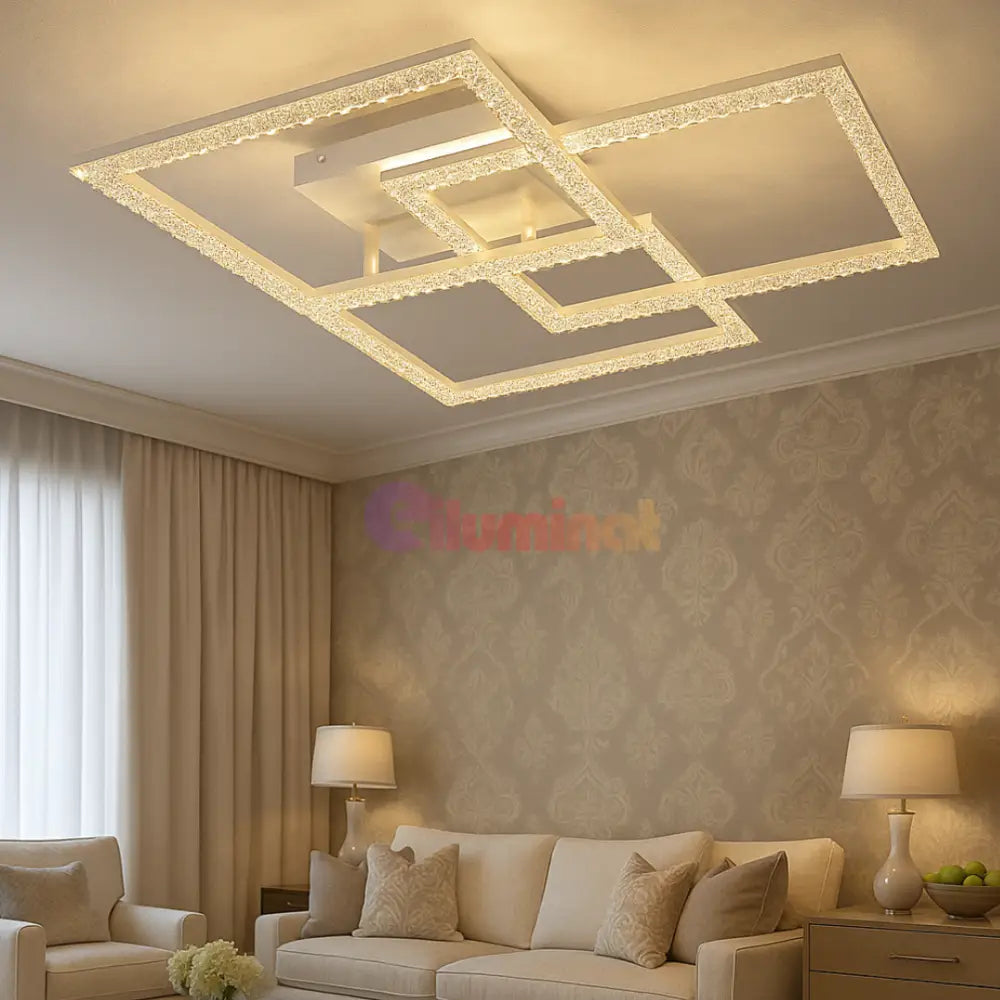 Lustra LED Aplicata Cristal White 80W 3IN1 ALBA / 75CM / CIRCLE DESIGN Lighting Fixtures