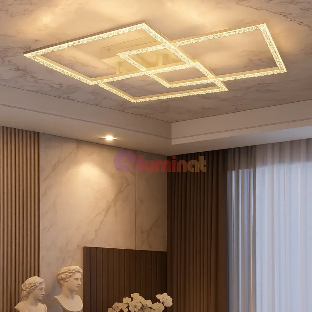 Lustra LED Aplicata Cristal White 80W 3IN1 ALBA / 75CM / CIRCLE DESIGN Lighting Fixtures