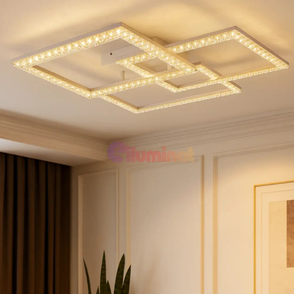 Lustra LED Aplicata Cristal White 80W 3IN1 ALBA / 75CM / CIRCLE DESIGN Lighting Fixtures