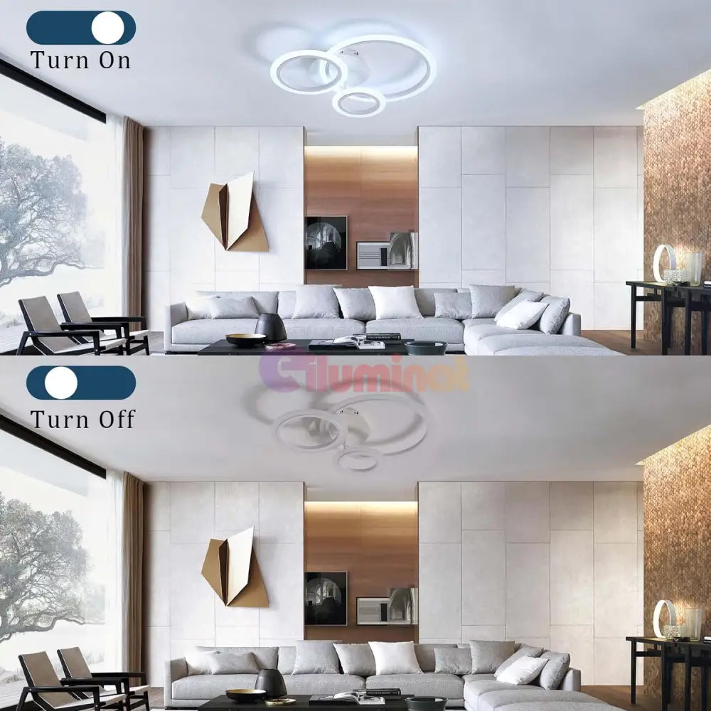 Lustra Led 3 White Circle Echivalent 300W Telecomanda Lighting Fixtures