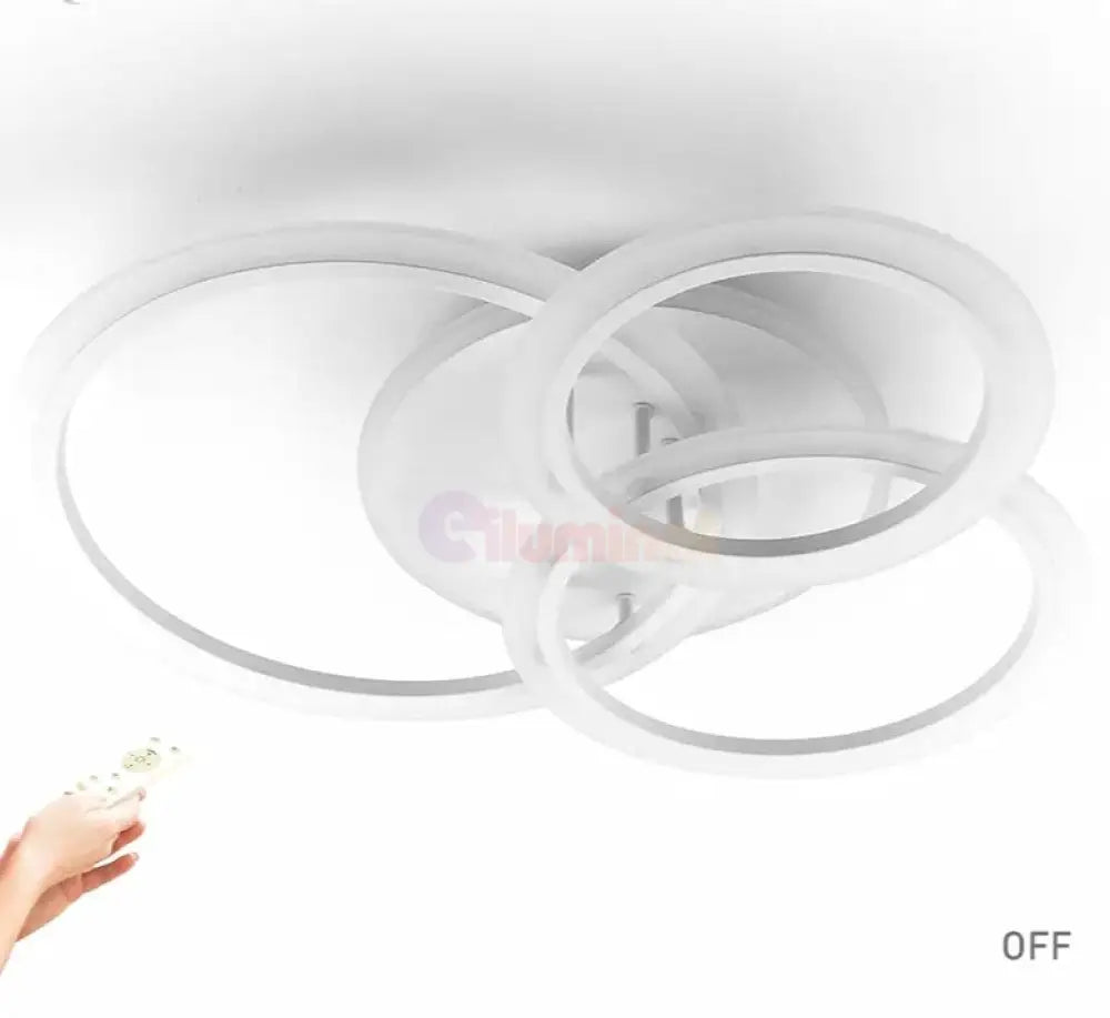 Lustra Led 118W 3 White Rings Echivalent 500W Telecomanda Lighting Fixtures
