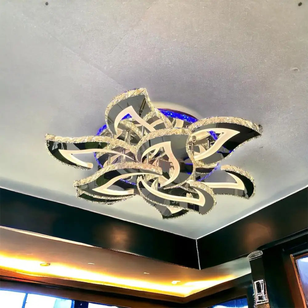 Lustra Led 300W Camelia Grande Cristal Rgb Telecomanda Echivalent 1200W Chandeliers Crystal