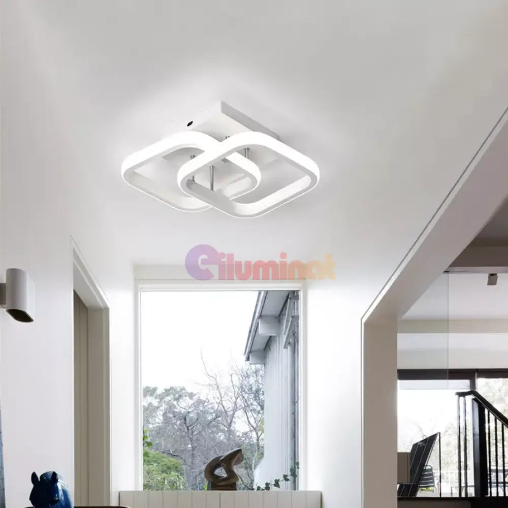 Lustra Led 32W Double Square Alb Echivalent 200W Lighting Fixtures