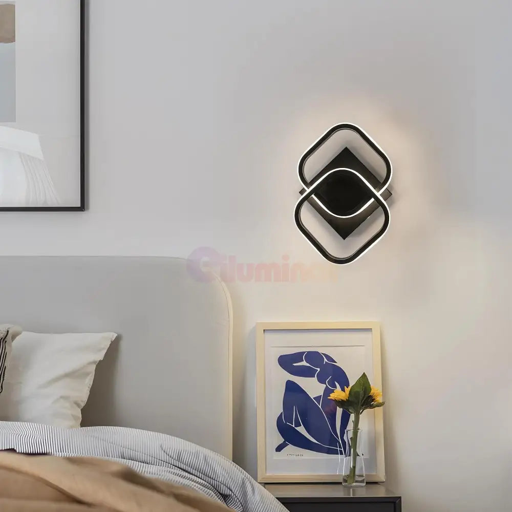 Lustra Led 32W Double Square Negru Echivalent 200W Lighting Fixtures