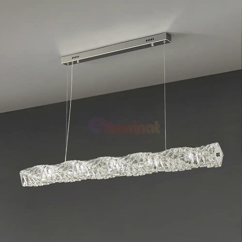 Lustra Led 38W Cristal Wave Argintiu Telecomanda Chandeliers Crystal