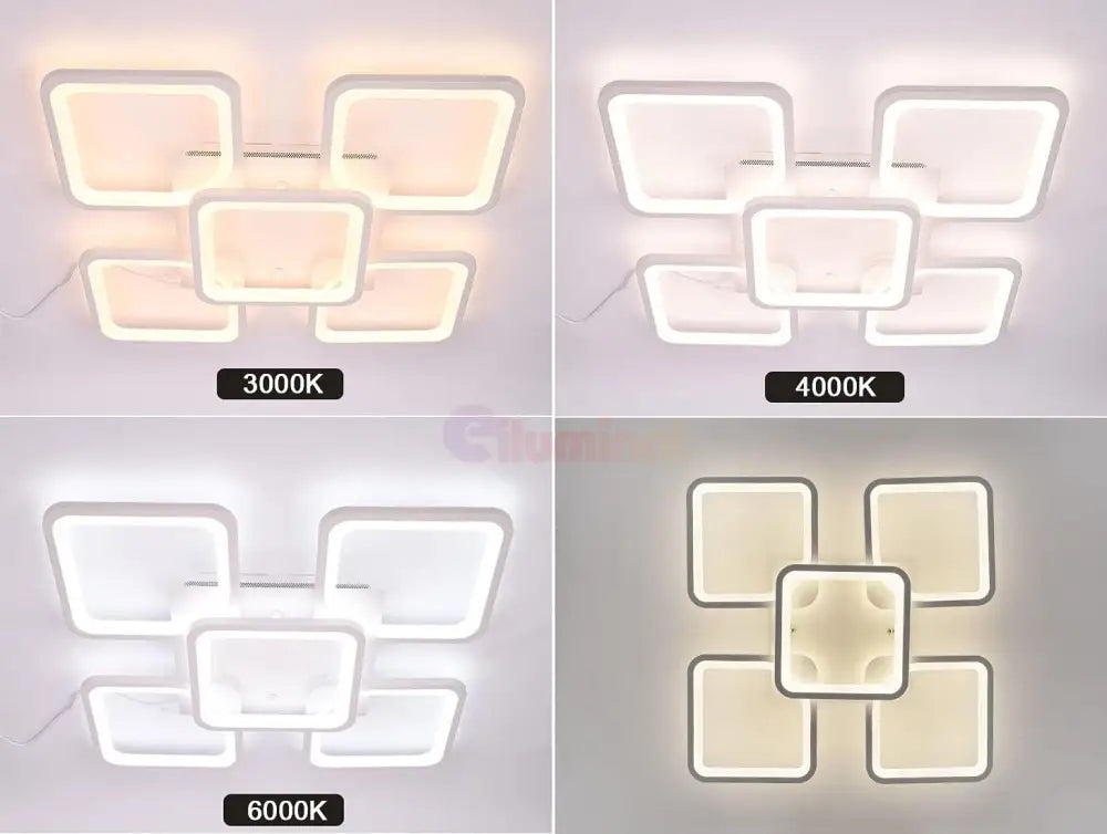 Lustra Led 4 + 1 Square Alb Telecomanda Echivalent 400W Lighting Fixtures