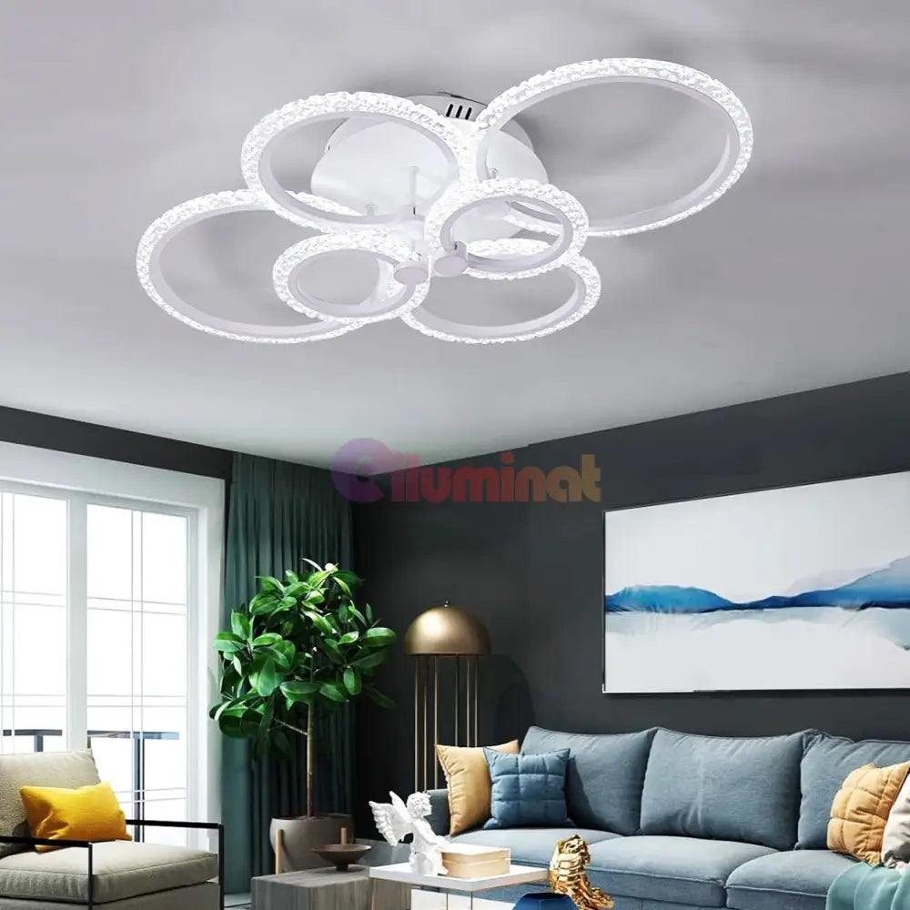 Lustra Led 4 + 2 Circle Bubbles Echivalent 800W Telecomanda Lighting Fixtures