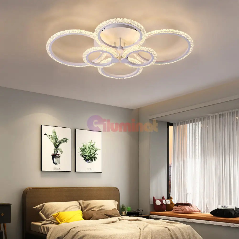 Lustra Led 160W 4 + 2 Circle Maxi Bubbles Design Telecomanda Lighting Fixtures