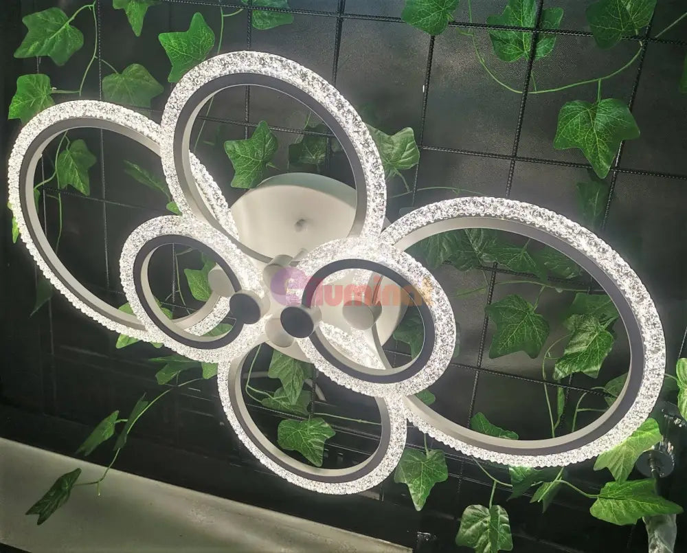 Lustra Led 160W 4 + 2 Circle Maxi Bubbles Design Telecomanda Lighting Fixtures