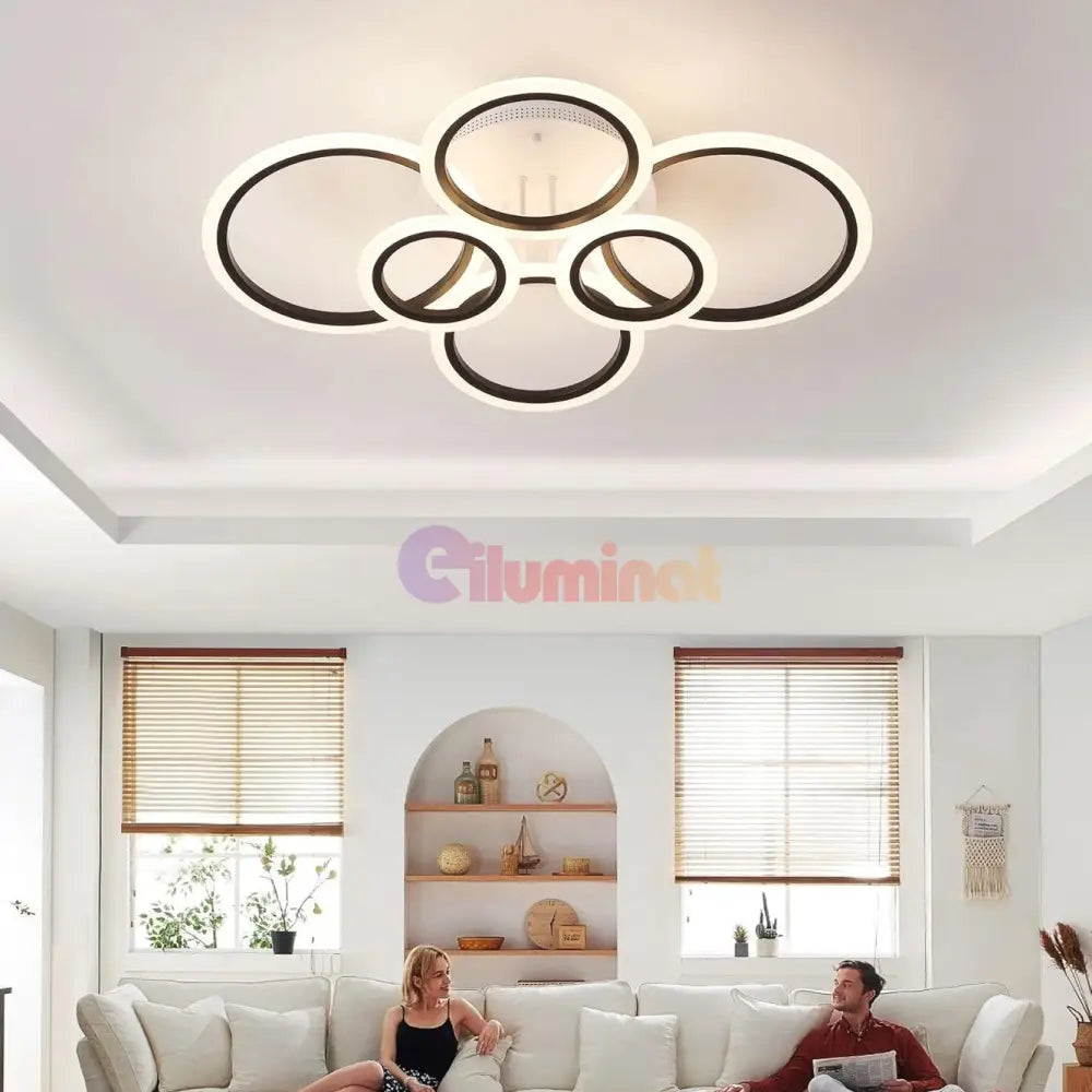 Lustra Led 4 + 2 Circle Maxi Alb + Negru Smart Echivalent 600W Lighting Fixtures