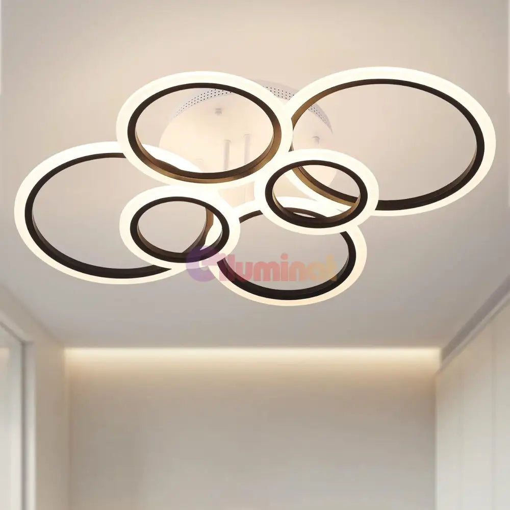 Lustra Led 4 + 2 Circle Maxi Alb + Negru Smart Echivalent 600W Lighting Fixtures