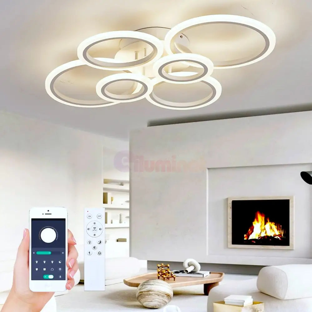 Lustra Led 4 + 2 Circle Maxi Alb Smart Echivalent 600W Lighting Fixtures
