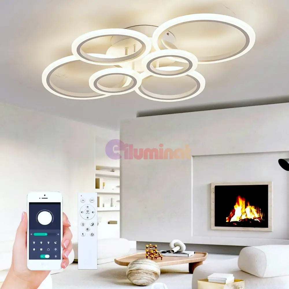 Lustra Led 4 + 2 Circle Maxi Alb Smart Echivalent 600W Lighting Fixtures