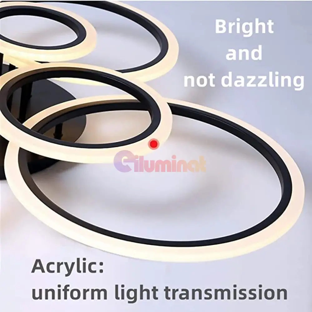 Lustra Led 4 + 2 Circle Maxi Black Design Telecomanda Echivalent 600W Lighting Fixtures