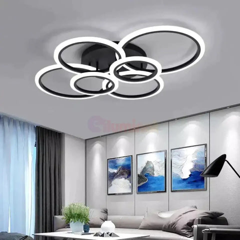 Lustra LED 4+2 CIRCLE MAXI Black Echivalent 600W Telecomanda Resigilat R3