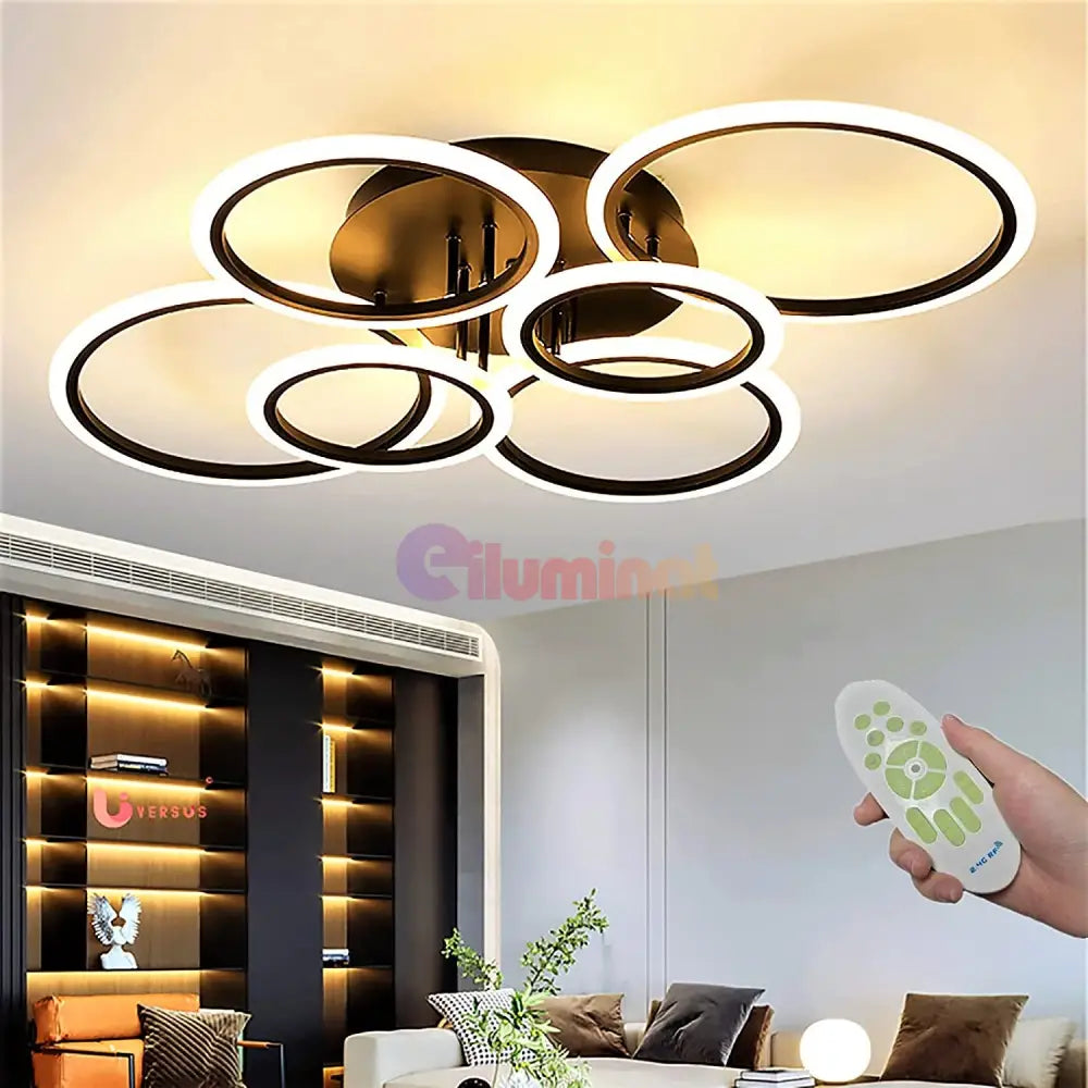 Lustra Led 4 + 2 Circle Maxi Brown Design Telecomanda Lighting Fixtures