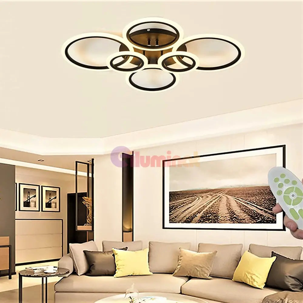 Lustra Led 4 + 2 Circle Maxi Brown Design Telecomanda Lighting Fixtures