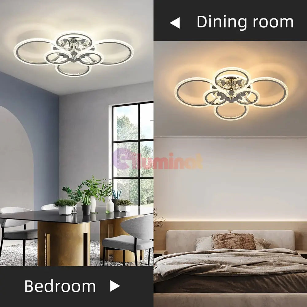 Lustra Led 4 + 2 Circle Maxi Chrome Echivalent 600W Telecomanda Lighting Fixtures