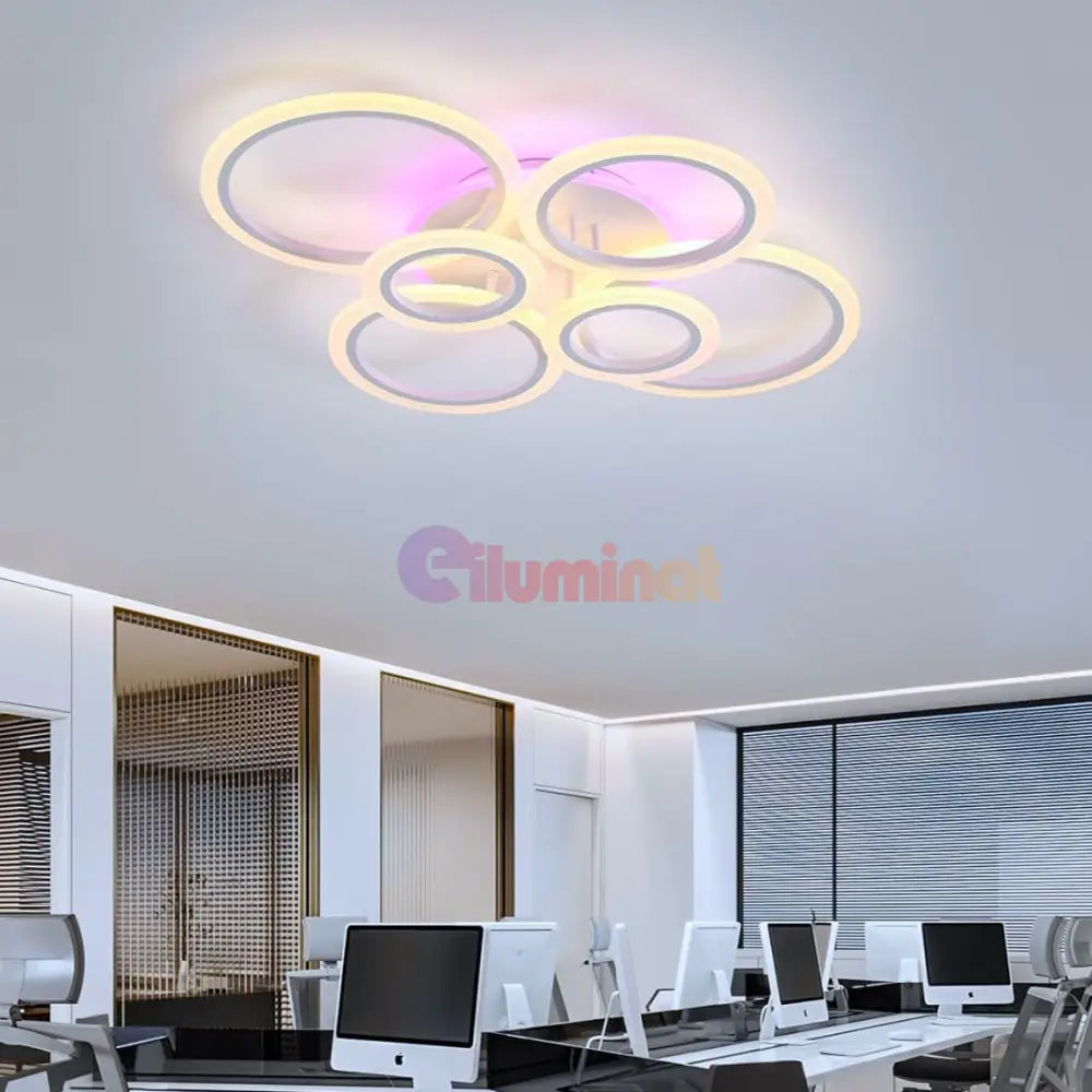 Lustra Led 4 + 2 Circle Rgb Alb Telecomanda Echivalent 600W Lighting Fixtures