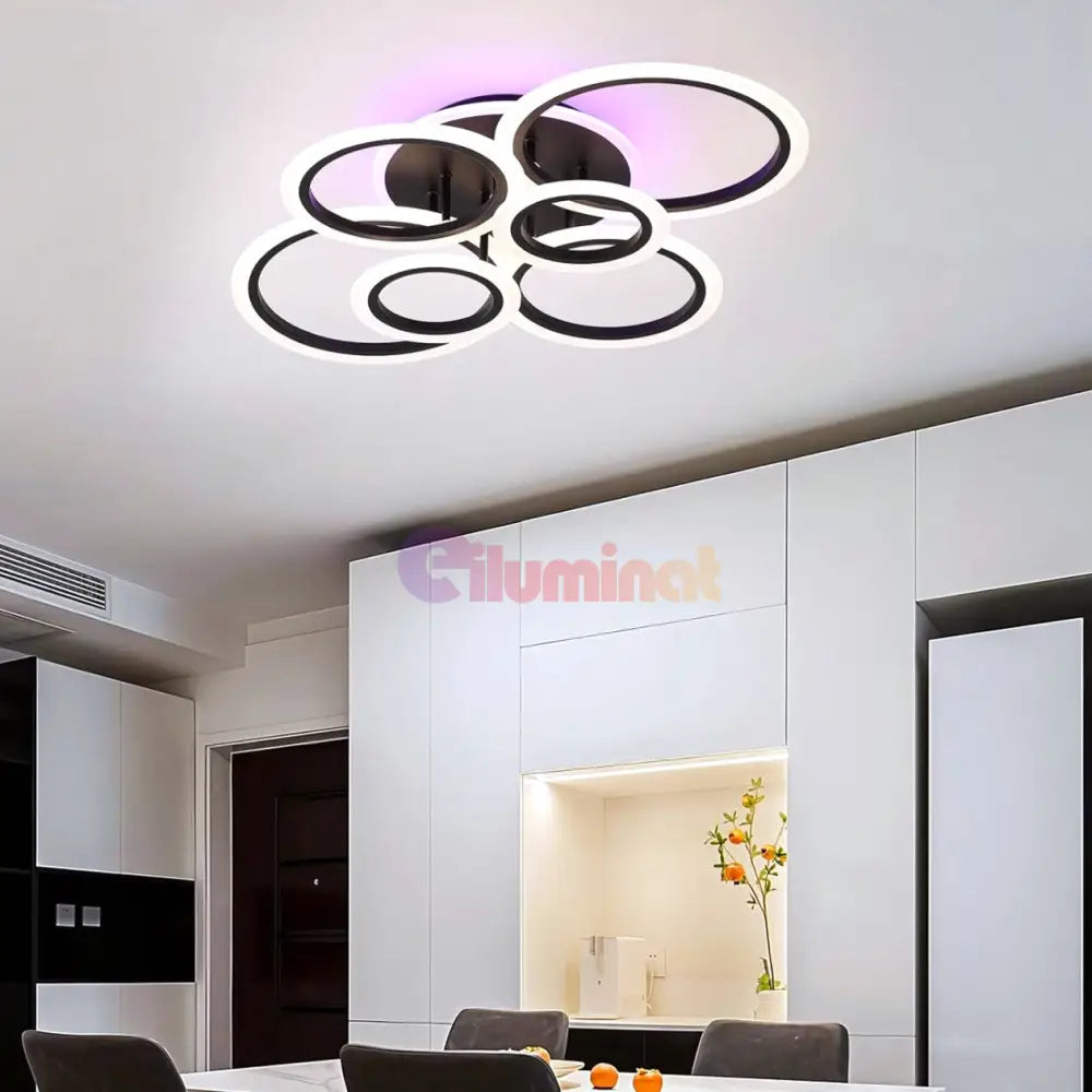 Lustra Led 4 + 2 Circle Rgb Black Telecomanda Echivalent 600W Lighting Fixtures