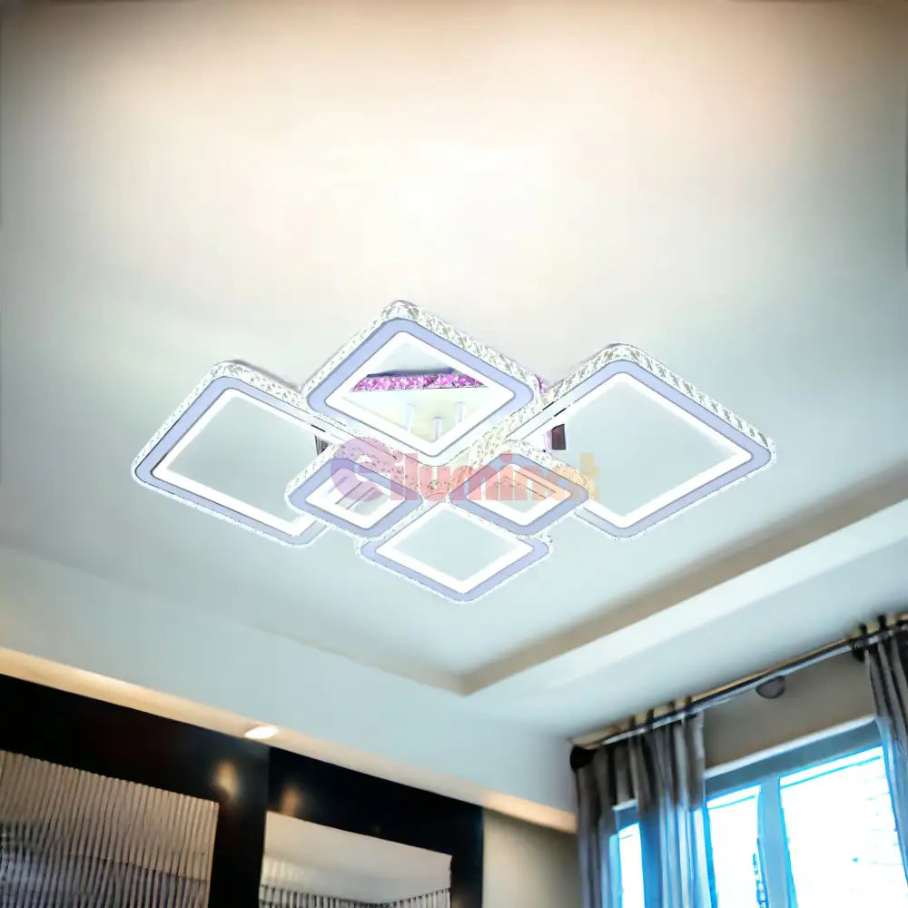 Lustra Led 4 + 2 Diamond Rgb Alba Cristal Echivalent 1000W Lighting Fixtures