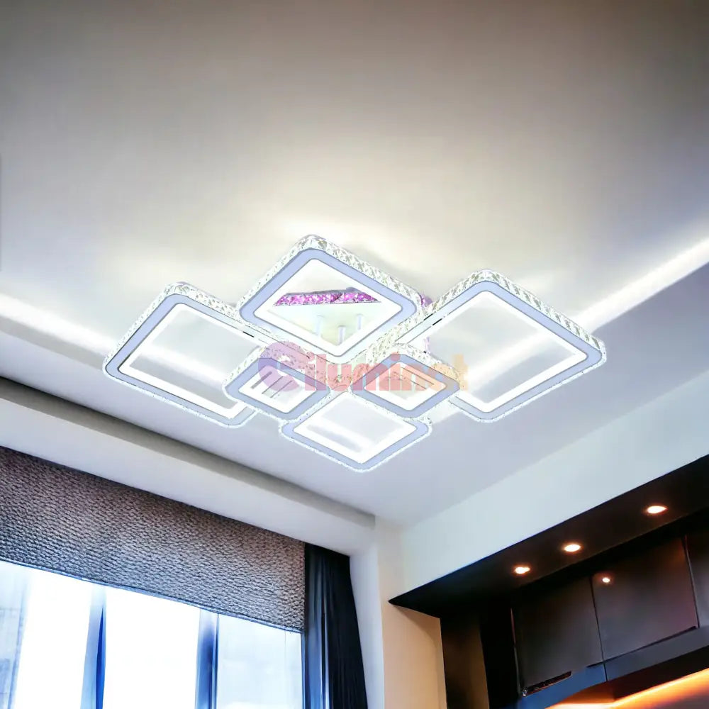 Lustra Led 4 + 2 Diamond Rgb Alba Cristal Echivalent 1000W Lighting Fixtures