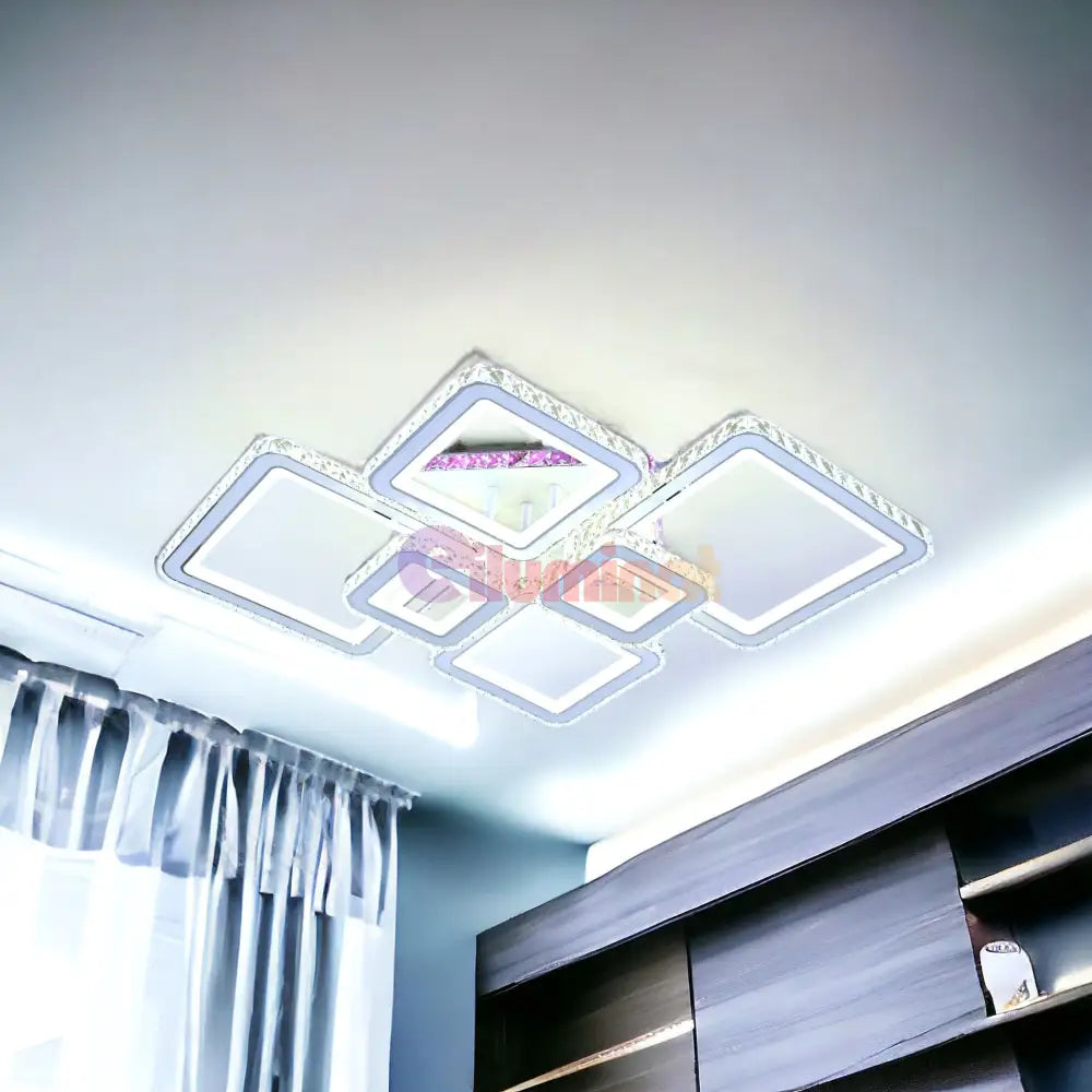 Lustra Led 4 + 2 Diamond Rgb Alba Cristal Echivalent 1000W Lighting Fixtures