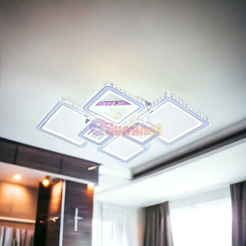 Lustra Led 4 + 2 Diamond Rgb Alba Cristal Echivalent 1000W Lighting Fixtures