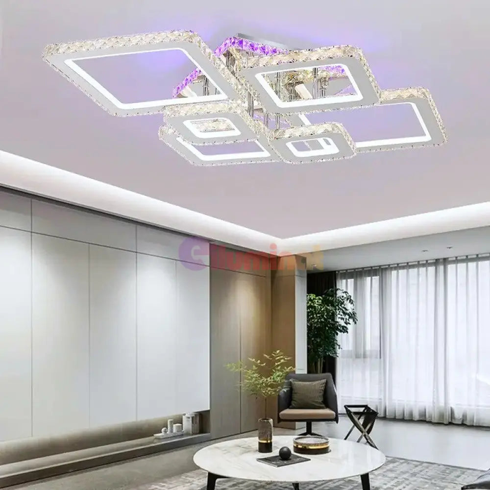Lustra Led 4 + 2 Diamond Rgb Chrome Cristal Echivalent 1000W Lighting Fixtures