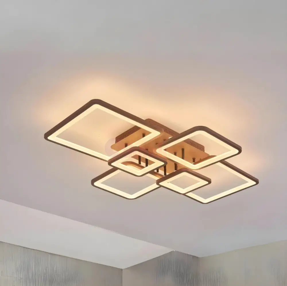 Lustra Led 4 + 2 Square Brown Telecomanda Echivalent 800W Lighting Fixtures