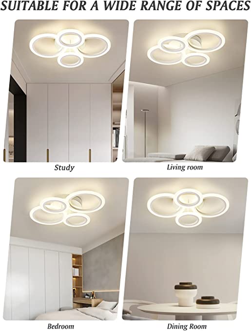 Lustra Led 2 + 2 Circle Design Alb Echivalent 400W Telecomanda Lighting Fixtures