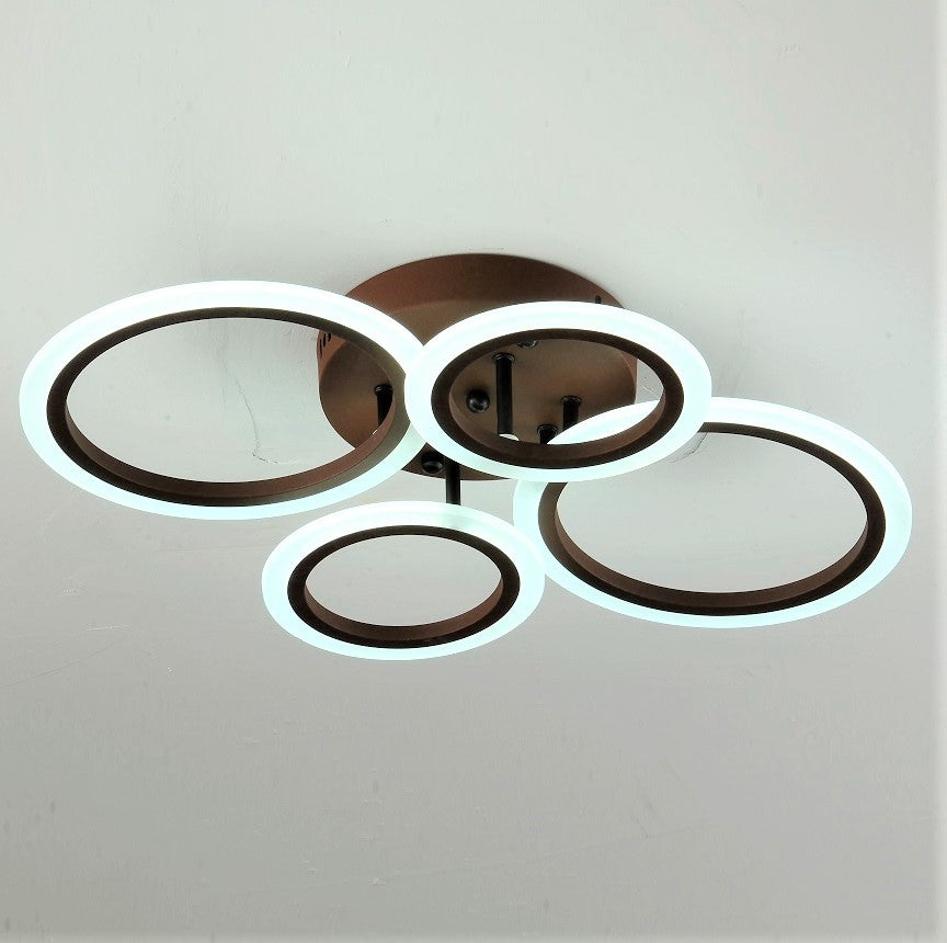 Lustra Led 2 + 2 Circle Brown Echivalent 400W Telecomanda Lighting Fixtures