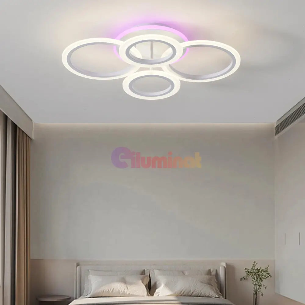 Lustra Led 4 Circle Rgb Echivalent 500W Telecomanda Lighting Fixtures