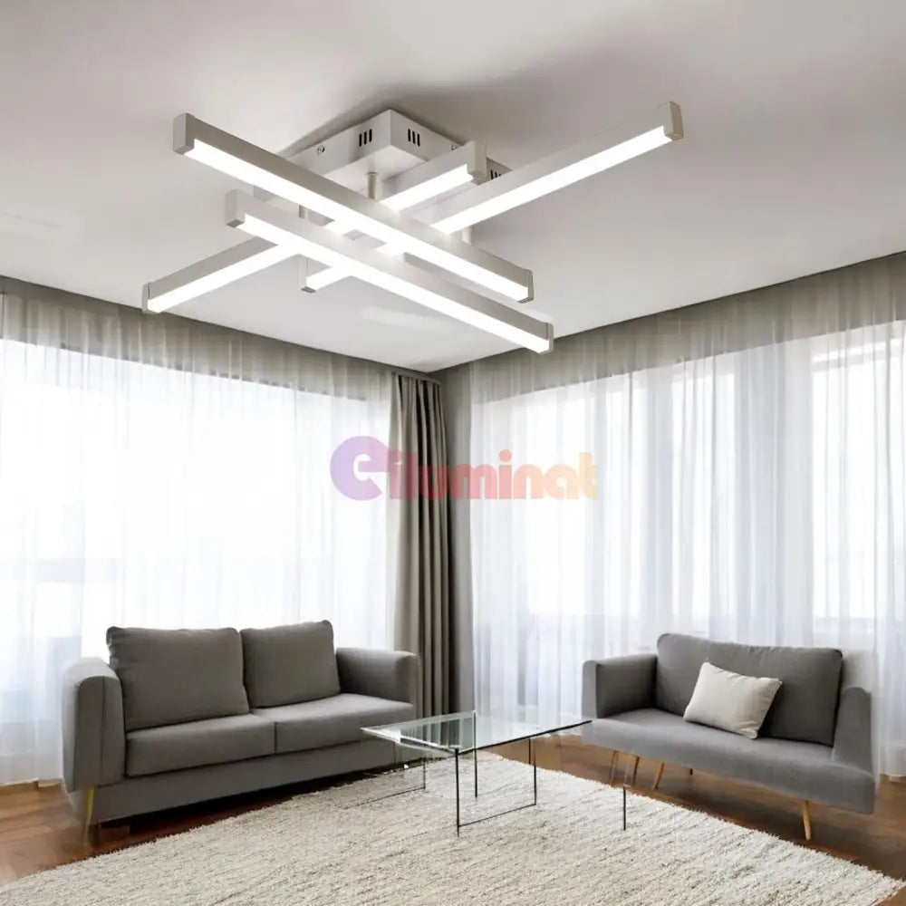 Lustra LED 4 LINES Design Alb Echivalent 400W Telecomanda ALBA / 65CM / MINIMALIST DESIGN Lighting Fixtures