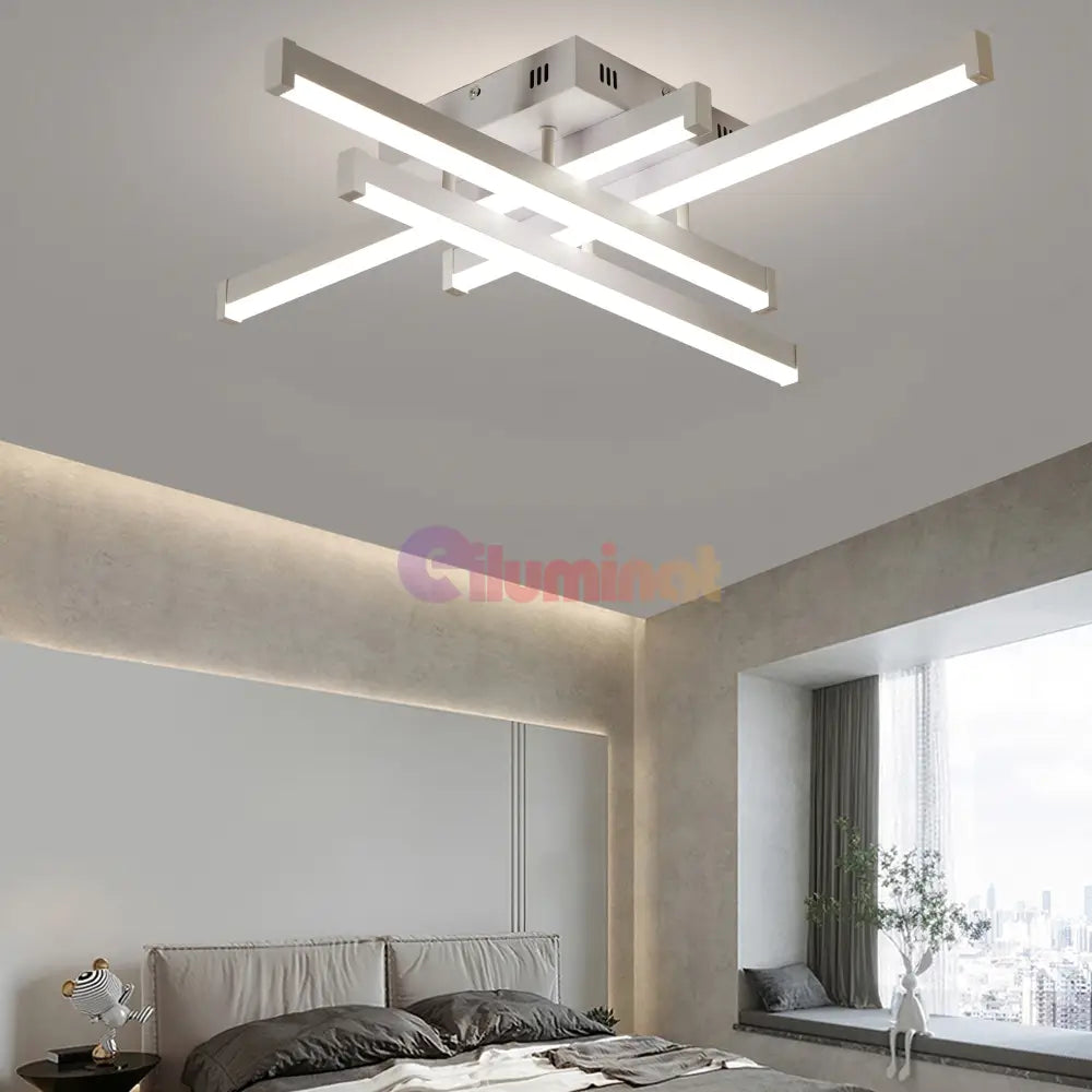 Lustra LED 4 LINES Design Alb Echivalent 400W Telecomanda ALBA / 65CM / MINIMALIST DESIGN Lighting Fixtures