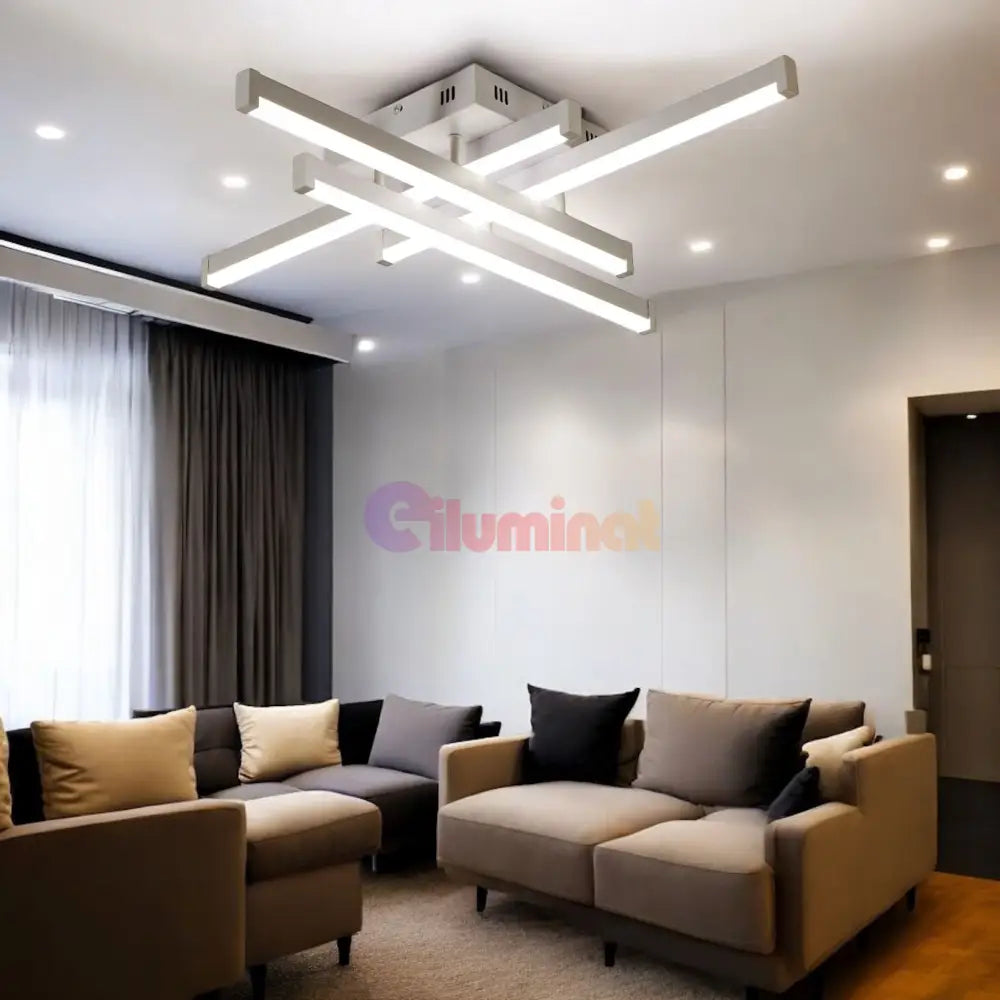 Lustra LED 4 LINES Design Alb Echivalent 400W Telecomanda ALBA / 65CM / MINIMALIST DESIGN Lighting Fixtures