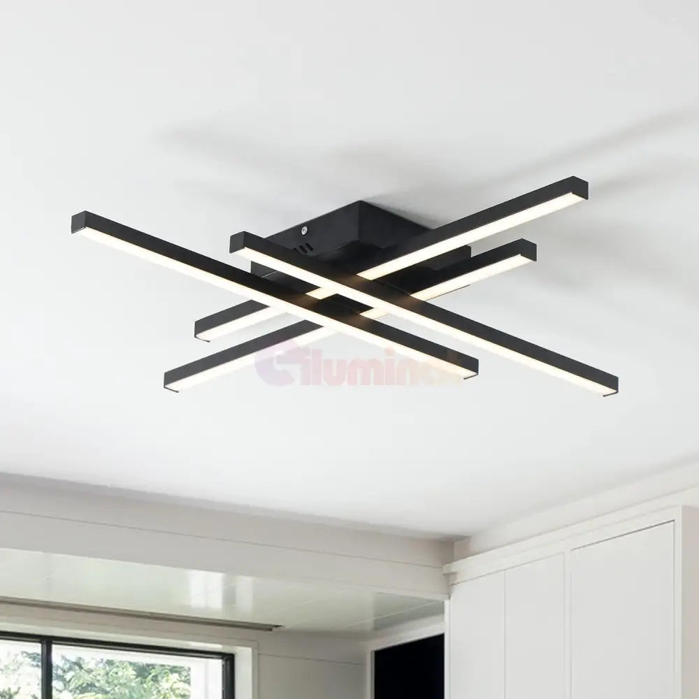 Lustra Led 4 Mini Lines Black Echivalent 200W Telecomanda Lighting Fixtures