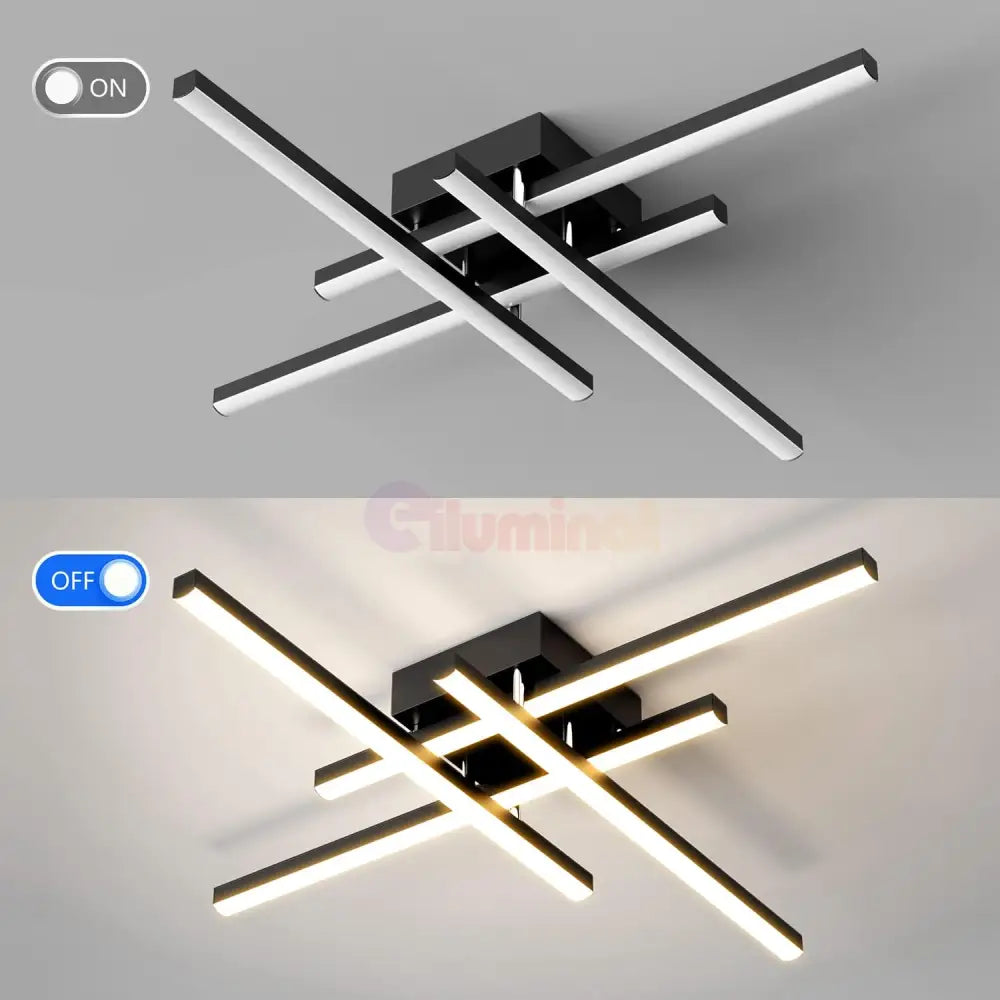 Lustra Led 4 Modern Lines Black Echivalent 400W Telecomanda Lighting Fixtures
