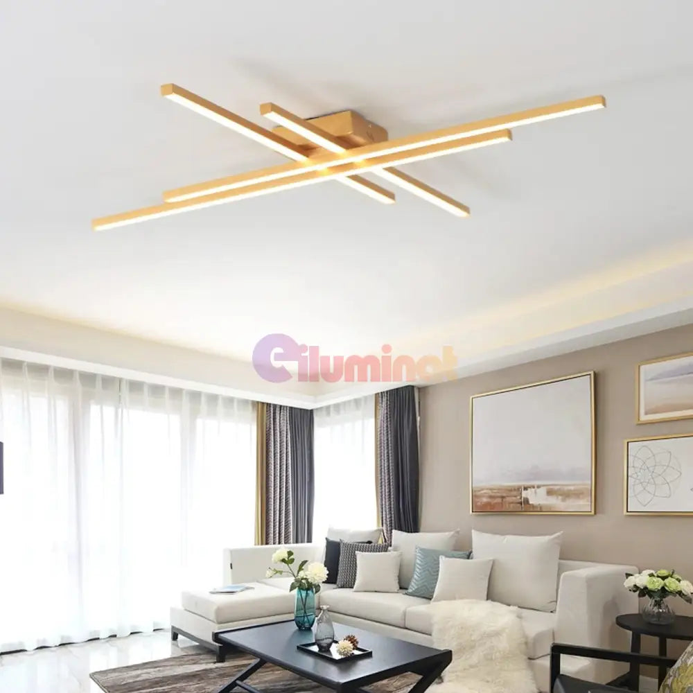 Lustra Led 4 Modern Lines Gold Echivalent 400W Telecomanda Lighting Fixtures