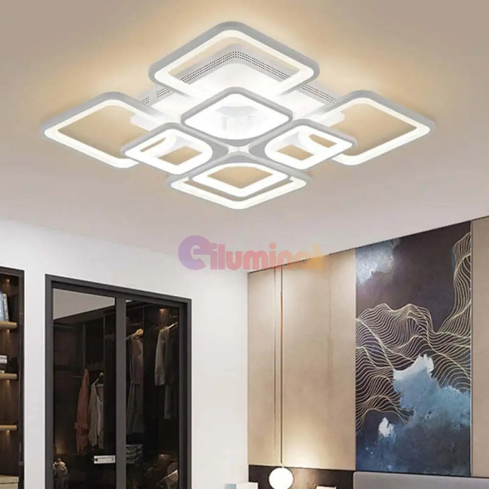 Lustra Led 4 + 4 Square Gigant Echivalent 1000W Telecomanda Lighting Fixtures