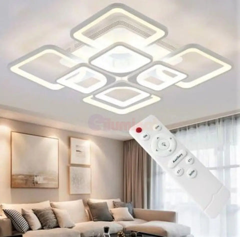 Lustra LED 4+4 SQUARE GIGANT Echivalent 1000W Telecomanda Resigilat R3