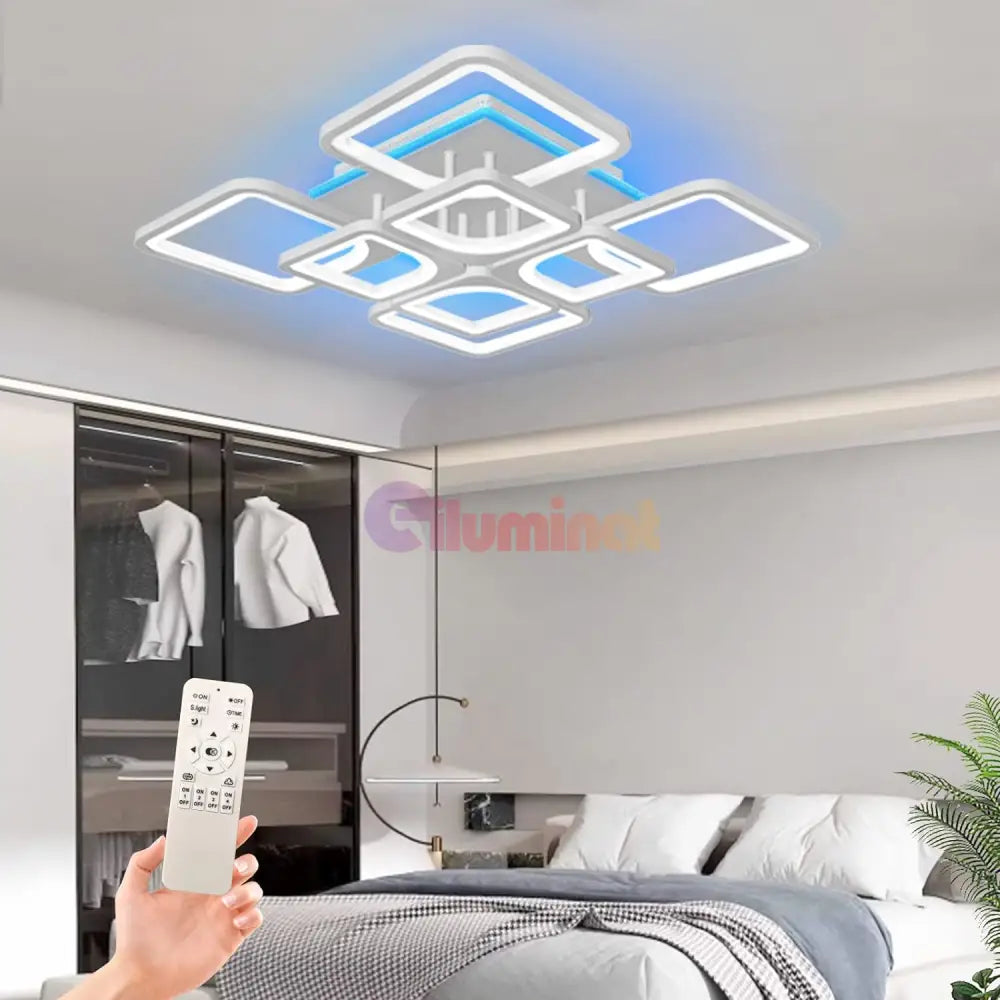 Lustra Led 240W 4 + 4 Square Gigant Rgb Echivalent 1000W Telecomanda Lighting Fixtures