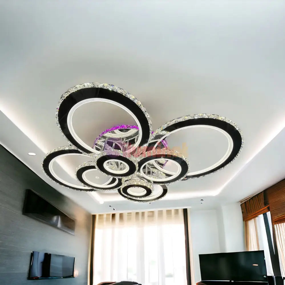 Lustra Led 434W 4 + 4 Circle Cristal Super Gigant Rgb Echivalent 1200W Chandeliers Crystal